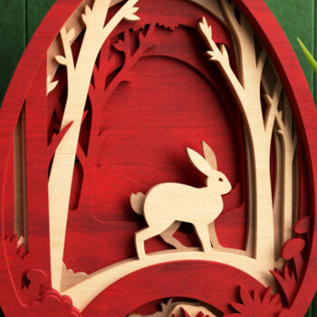 Intra απο ξύλο plywood  Χρώμα wenge 3mm-4mm πάχος - Πασχαλινό λαγουδάκι στο δάσος σε 3D επίπεδα Δίασταση 4x4 cm INTRAFABR-48159614 - Image 6