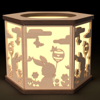 Intra απο ξύλο plywood  Χρώμα wenge 3mm-4mm πάχος - Πασχαλινό λαγουδάκι Φανάρι με λέιζερ Δίασταση 6x6 cm INTRAFABR-47557865 - Image 1