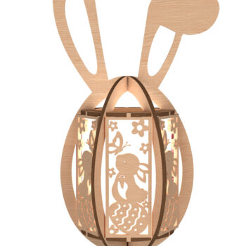 Intra απο ξύλο plywood  Χρώμα wenge 3mm-4mm πάχος - Πακέτο κοπής με λέιζερ με φανάρι Πάσχας Λαγουδάκι Δίασταση 30x20 cm INTRAFABR-120037259 - Image 4