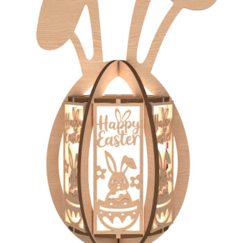 Intra απο ξύλο plywood  Χρώμα wenge 3mm-4mm πάχος - Πακέτο κοπής με λέιζερ με φανάρι Πάσχας Λαγουδάκι Δίασταση 30x20 cm INTRAFABR-120037259 - Image 9