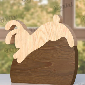 Intra απο ξύλο plywood  Χρώμα wenge 3mm-4mm πάχος - Πασχαλινό λαγουδάκι με λέιζερ. Bunny Puzzle Δίασταση 15x15 cm INTRAFABR-99394391