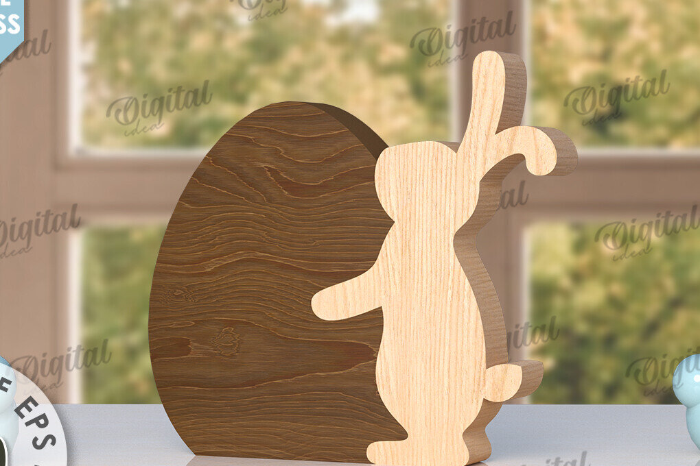 Intra απο ξύλο plywood  Χρώμα wenge 3mm-4mm πάχος - Πασχαλινό λαγουδάκι με λέιζερ. Bunny Puzzle Δίασταση 15x15 cm INTRAFABR-83431137