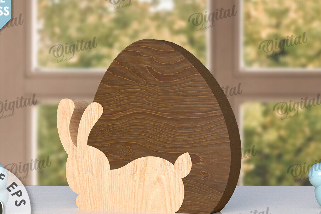 Intra απο ξύλο plywood  Χρώμα wenge 3mm-4mm πάχος - Πασχαλινό λαγουδάκι με λέιζερ. Bunny Puzzle Δίασταση 15x15 cm INTRAFABR-85318296