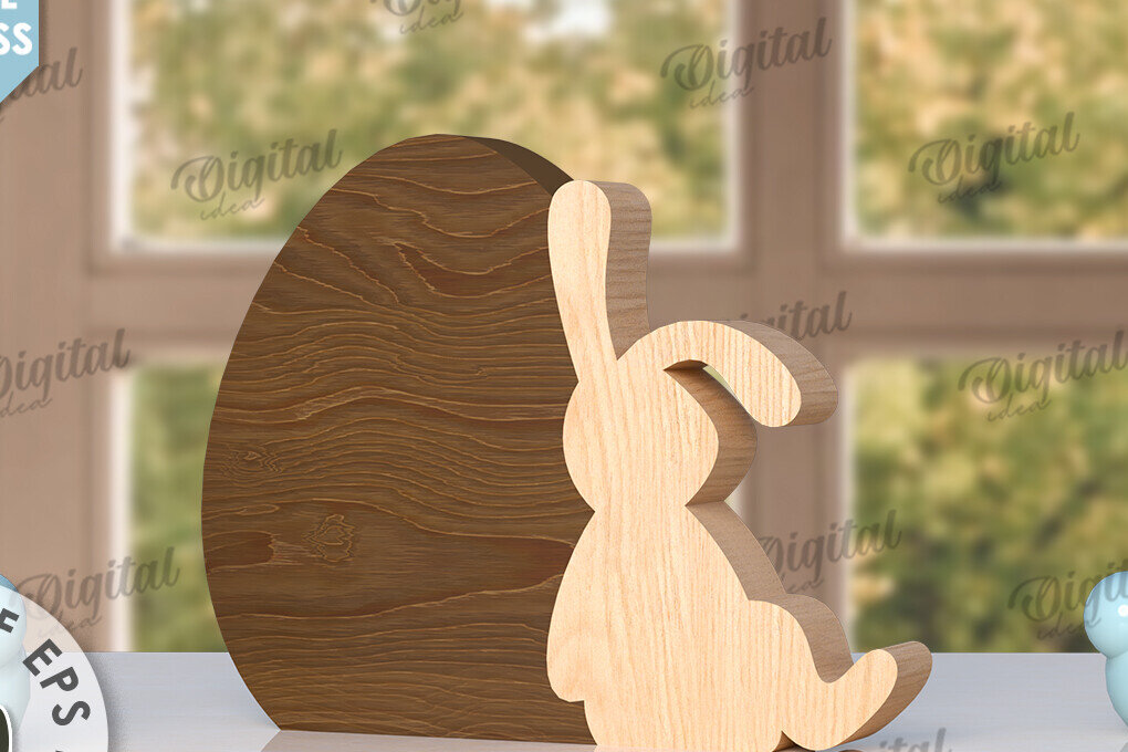 Intra απο ξύλο plywood  Χρώμα wenge 3mm-4mm πάχος - Πασχαλινό λαγουδάκι με λέιζερ. Bunny Puzzle Δίασταση 15x15 cm INTRAFABR-85400711