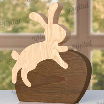 Intra απο ξύλο plywood  Χρώμα wenge 3mm-4mm πάχος - Πασχαλινό λαγουδάκι με λέιζερ. Bunny Puzzle Δίασταση 15x15 cm INTRAFABR-83431253 - Image 1