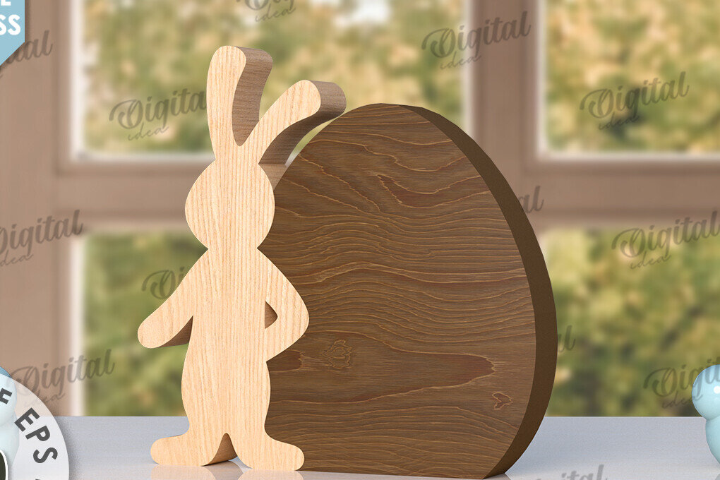 Intra απο ξύλο plywood  Χρώμα wenge 3mm-4mm πάχος - Πασχαλινό λαγουδάκι με λέιζερ. Bunny Puzzle Δίασταση 15x15 cm INTRAFABR-73782723