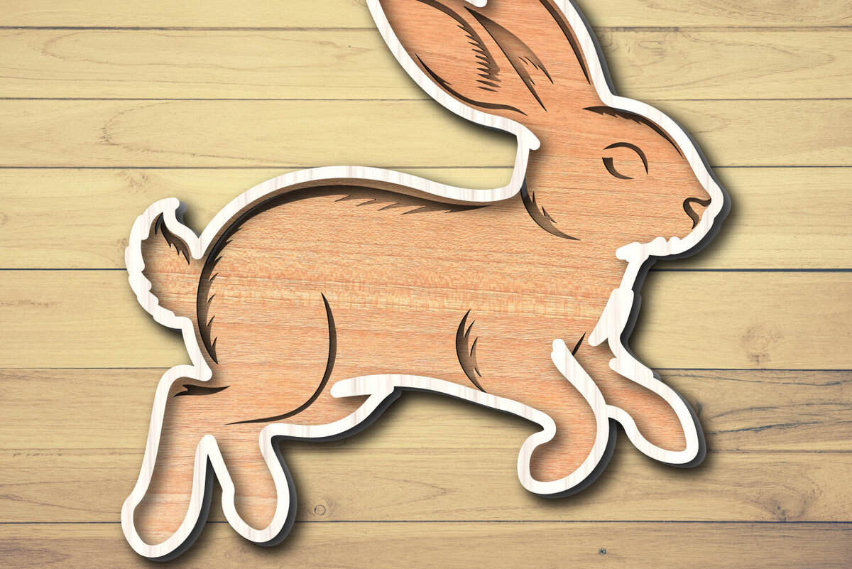 Intra απο ξύλο plywood  Χρώμα wenge 3mm-4mm πάχος - σχεδίασης Easter Bunny Laser-Cut Δίασταση 6x6 cm INTRAFABR-10125488