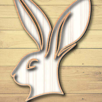 Intra απο ξύλο plywood  Χρώμα wenge 3mm-4mm πάχος - σχεδίασης Easter Bunny Laser-Cut Δίασταση 6x6 cm INTRAFABR-120037232 - Image 1