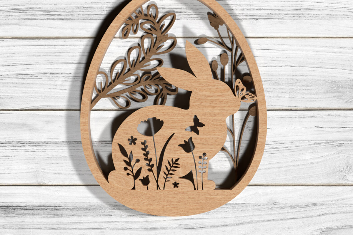 Intra απο ξύλο plywood  Χρώμα wenge 3mm-4mm πάχος - Easter Bunny Design Δίασταση 20x20 cm INTRAFABR-99394673