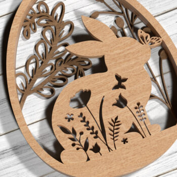 Intra απο ξύλο plywood  Χρώμα wenge 3mm-4mm πάχος - Easter Bunny Design Δίασταση 20x20 cm INTRAFABR-99394673 - Image 2