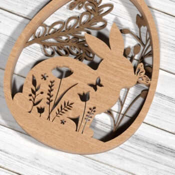 Intra απο ξύλο plywood  Χρώμα wenge 3mm-4mm πάχος - Easter Bunny Design Δίασταση 20x20 cm INTRAFABR-99394673 - Image 3