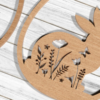 Intra απο ξύλο plywood  Χρώμα wenge 3mm-4mm πάχος - Easter Bunny Design Δίασταση 20x20 cm INTRAFABR-99394673 - Image 6