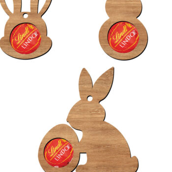 Intra απο ξύλο plywood  Χρώμα wenge 3mm-4mm πάχος - Σχέδια κομμένα με λέιζερ Πασχαλινό λαγουδάκι Δίασταση 6x6 cm INTRAFABR-121557590 - Image 1