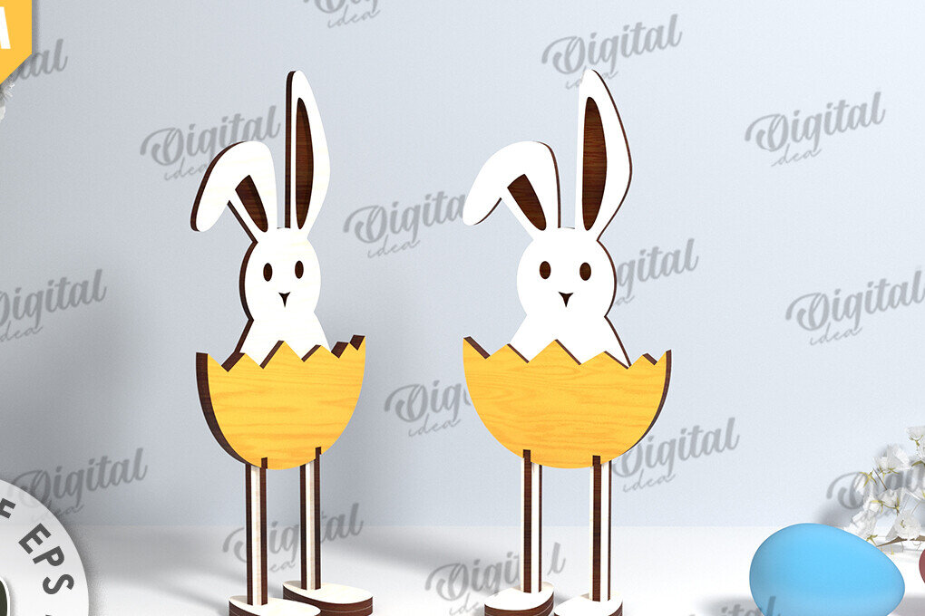 Intra απο ξύλο plywood  Χρώμα wenge 3mm-4mm πάχος - Πασχαλινό λαγουδάκι με λέιζερ. Πασχαλινός χαρακτήρας Δίασταση 15x15 cm INTRAFABR-120146245