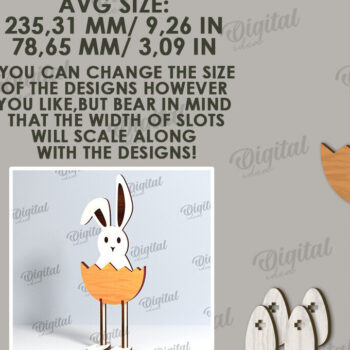 Intra απο ξύλο plywood  Χρώμα wenge 3mm-4mm πάχος - Πασχαλινό λαγουδάκι με λέιζερ. Πασχαλινός χαρακτήρας Δίασταση 15x15 cm INTRAFABR-120146245 - Image 2