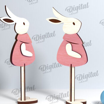 Intra απο ξύλο plywood Χρώμα wenge 3mm-4mm πάχος - Πασχαλινό λαγουδάκι με λέιζερ. Πασχαλινός χαρακτήρας Δίασταση 15x15 cm INTRAFABR-12251224 - Image 1