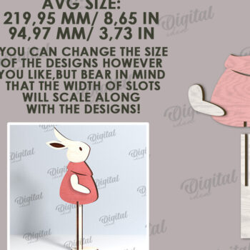 Intra απο ξύλο plywood Χρώμα wenge 3mm-4mm πάχος - Πασχαλινό λαγουδάκι με λέιζερ. Πασχαλινός χαρακτήρας Δίασταση 15x15 cm INTRAFABR-12251224 - Image 2