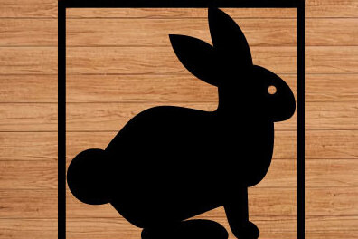 Intra απο ξύλο plywood  Χρώμα wenge 3mm-4mm πάχος - Πασχαλινό λαγουδάκι με λέιζερ Δίασταση 40x50 cm INTRAFABR-13191488