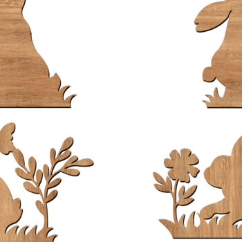 Intra απο ξύλο plywood  Χρώμα wenge 3mm-4mm πάχος - Σετ κοπής με λέιζερ Easter Bunny 4 Δίασταση 6x6 cm INTRAFABR-11085985 - Image 1