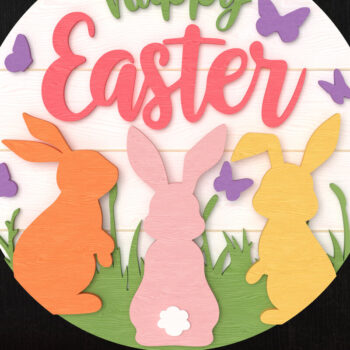 Intra απο ξύλο plywood  Χρώμα wenge 3mm-4mm πάχος - Πασχαλινό λαγουδάκι κομμένο με λέιζερ δέσμη πινακίδων Δίασταση 30x20 cm INTRAFABR-59688050 - Image 4