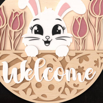 Intra απο ξύλο plywood  Χρώμα wenge 3mm-4mm πάχος - Πασχαλινό λαγουδάκι κομμένο με λέιζερ δέσμη πινακίδων Δίασταση 30x20 cm INTRAFABR-59688050 - Image 8