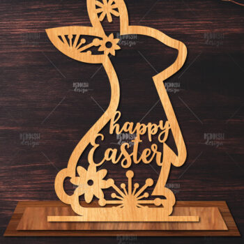 Intra απο ξύλο plywood Χρώμα wenge 3mm-4mm πάχος - Πάσχα Λαγουδάκι κοπής με λέιζερ Βάση SV Δίασταση 15x15 cm INTRAFABR-62133240 - Image 1