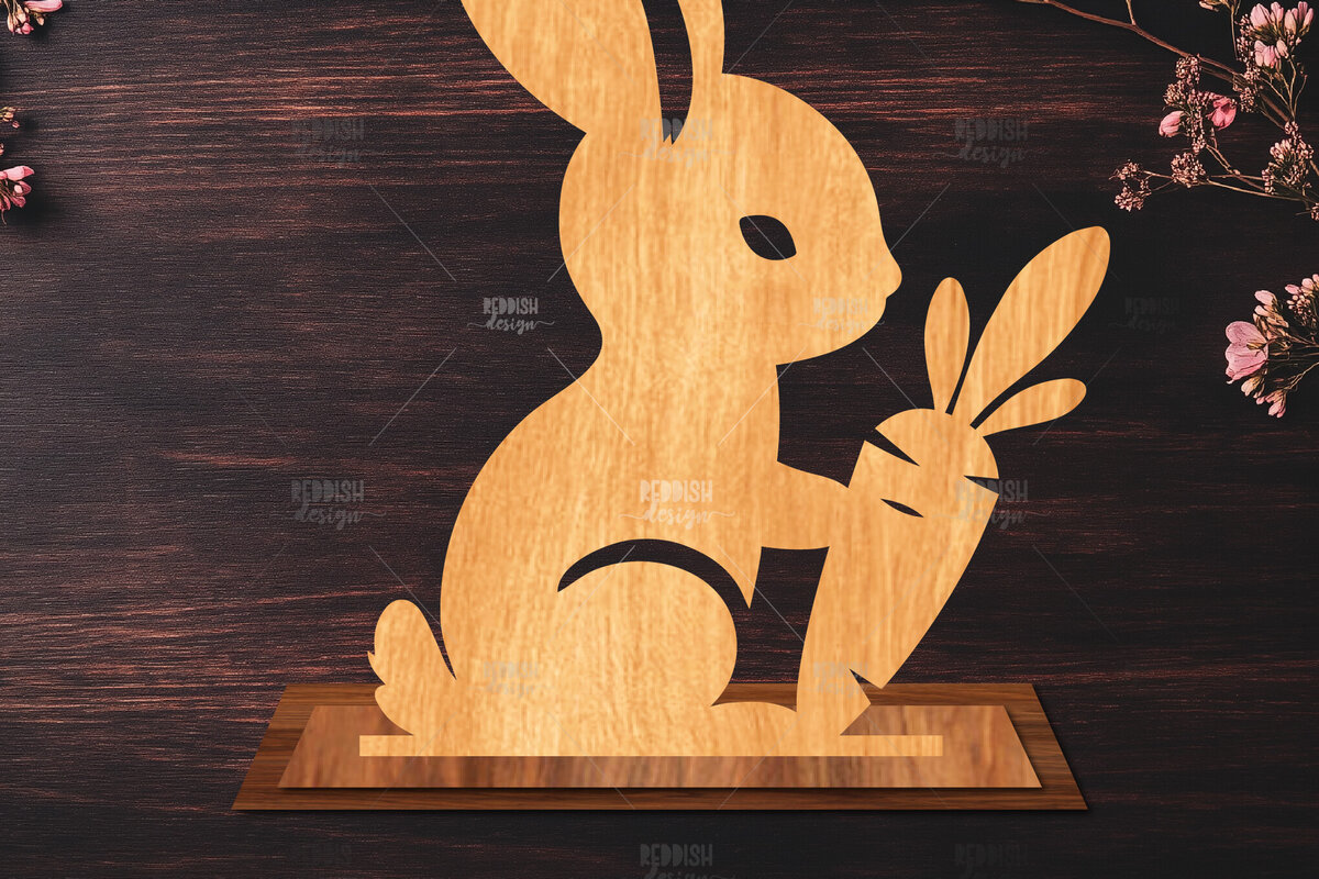 Intra απο ξύλο plywood  Χρώμα wenge 3mm-4mm πάχος - Στάση κοπής με λέιζερ Easter Bunny Δίασταση 15x15 cm INTRAFABR-120350586