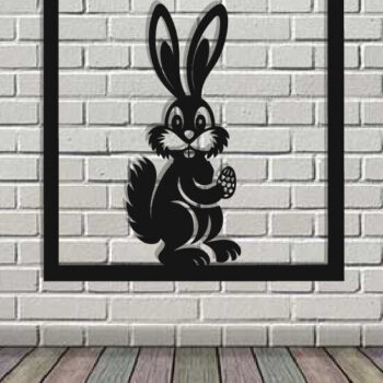 Intra απο ξύλο plywood Χρώμα wenge 3mm-4mm πάχος - Easter Bunny Δίασταση 40x50 cm INTRAFABR-120619010 - Image 3