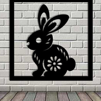 Intra απο ξύλο plywood  Χρώμα wenge 3mm-4mm πάχος - Easter Bunny Δίασταση 40x50 cm INTRAFABR-99484202 - Image 2