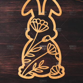 Intra απο ξύλο plywood  Χρώμα wenge 3mm-4mm πάχος - Easter Bunny Δίασταση 15x15 cm INTRAFABR-99484217 - Image 1