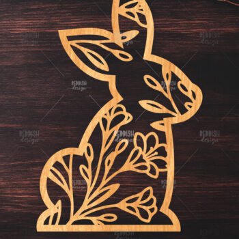 Intra απο ξύλο plywood  Χρώμα wenge 3mm-4mm πάχος - Easter Bunny Δίασταση 15x15 cm INTRAFABR-99484182 - Image 1