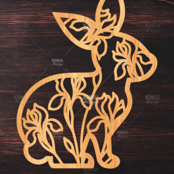 Intra απο ξύλο plywood  Χρώμα wenge 3mm-4mm πάχος - Easter Bunny Δίασταση 15x15 cm INTRAFABR-93107380 - Image 1
