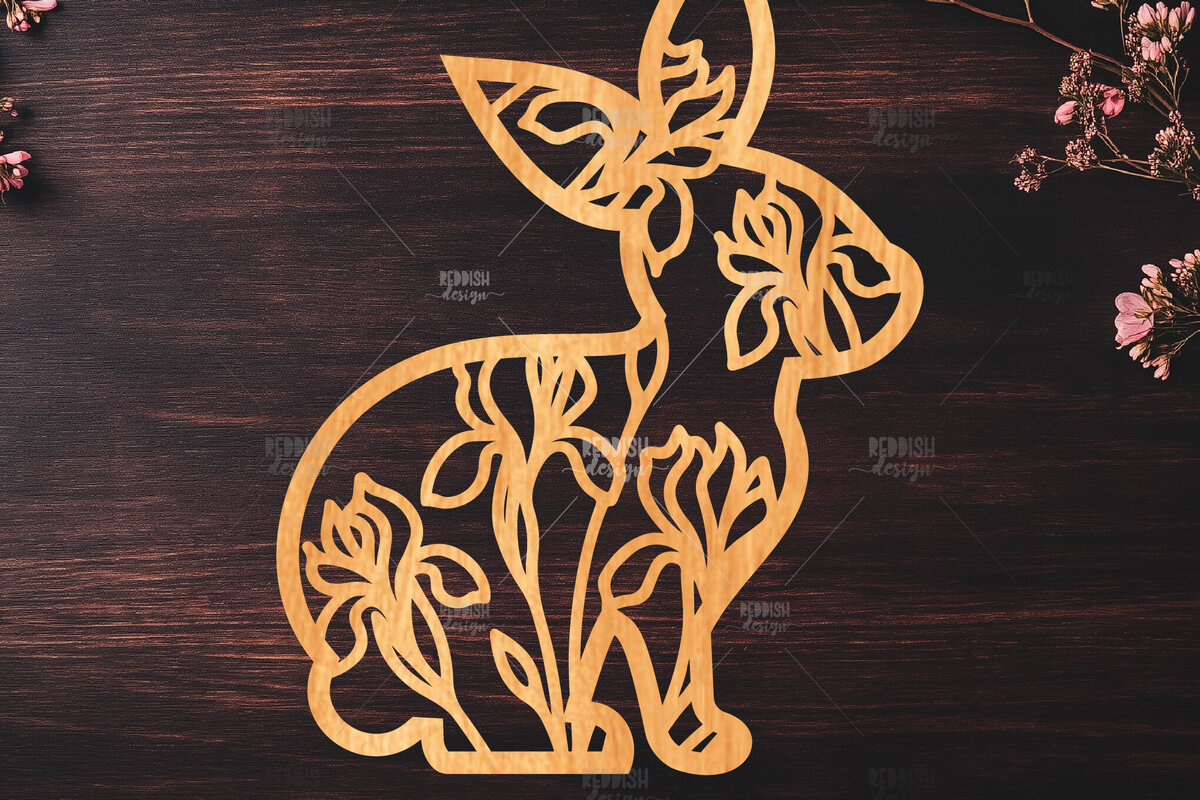 Intra απο ξύλο plywood  Χρώμα wenge 3mm-4mm πάχος - Easter Bunny Δίασταση 15x15 cm INTRAFABR-93107380