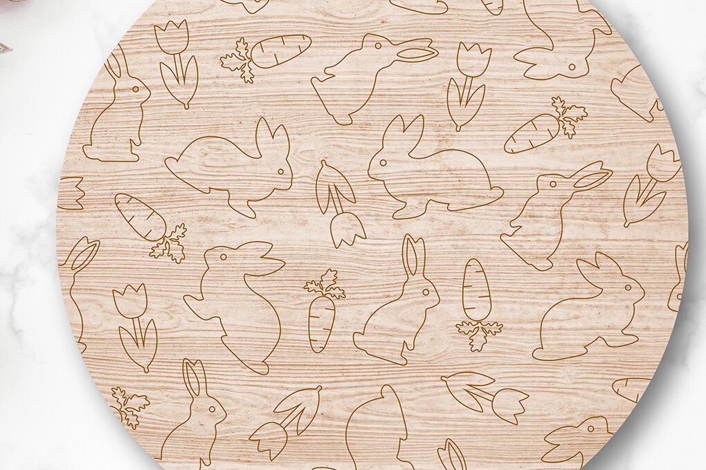 Intra απο ξύλο plywood  Χρώμα wenge 3mm-4mm πάχος - Πασχαλινό λαγουδάκι λέιζερ μοτίβο βαθμολογίας Δίασταση 20x20 cm INTRAFABR-64989823