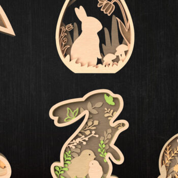 Intra απο ξύλο plywood  Χρώμα wenge 3mm-4mm πάχος - Πακέτο με στρώματα Easter Bunny Δίασταση 6x6 cm INTRAFABR-116818853 - Image 1