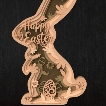 Intra απο ξύλο plywood  Χρώμα wenge 3mm-4mm πάχος - Πακέτο με στρώματα Easter Bunny Δίασταση 6x6 cm INTRAFABR-116818862 - Image 3