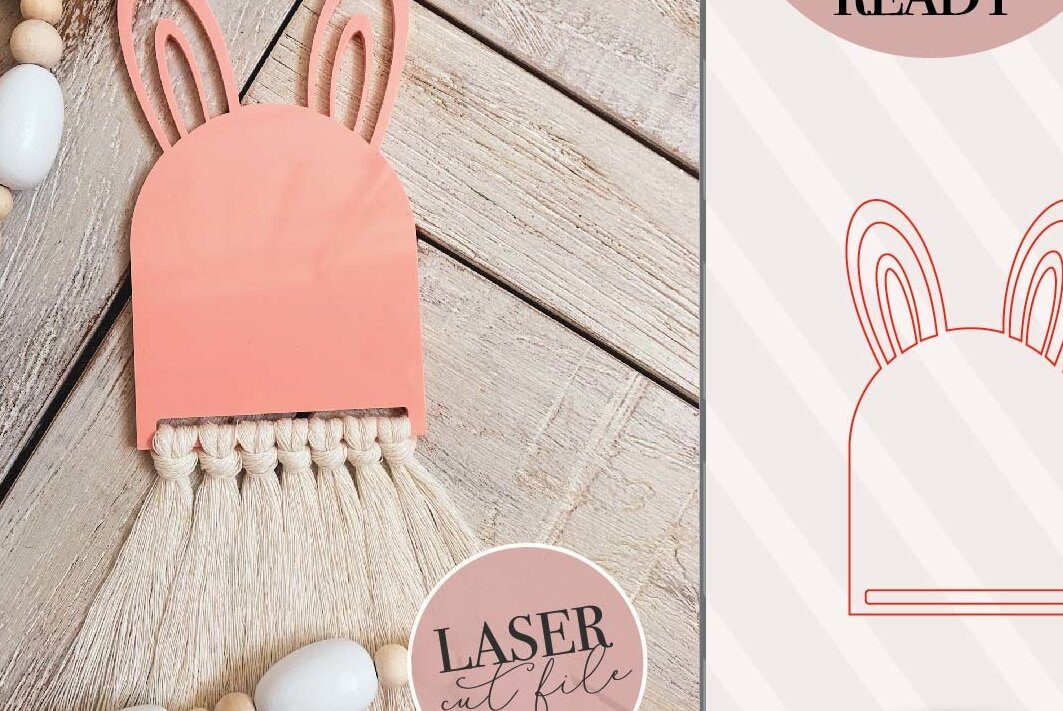 Intra απο ξύλο plywood  Χρώμα wenge 3mm-4mm πάχος - Πασχαλινό λαγουδάκι Macrame Δίασταση 4x4 cm INTRAFABR-116998633