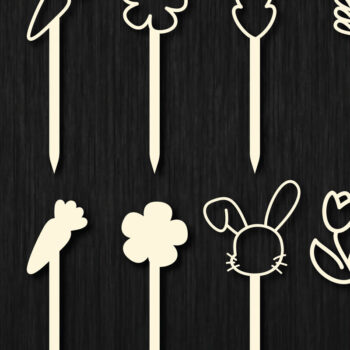 Intra απο ξύλο plywood Χρώμα wenge 3mm-4mm πάχος - Πασχαλινοί μαρκαδόροι για λαγουδάκι Κέικ Topper Δίασταση 4x4 cm INTRAFABR-125221377 - Image 1