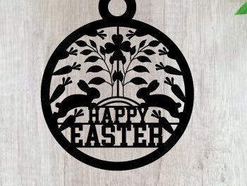 Intra απο ξύλο plywood  Χρώμα wenge 3mm-4mm πάχος - Easter Bunny Metal Sing Laser Sing Δίασταση 40x50 cm INTRAFABR-125221418 - Image 1
