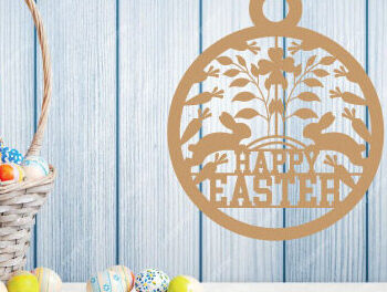 Intra απο ξύλο plywood  Χρώμα wenge 3mm-4mm πάχος - Easter Bunny Metal Sing Laser Sing Δίασταση 40x50 cm INTRAFABR-125221418 - Image 2