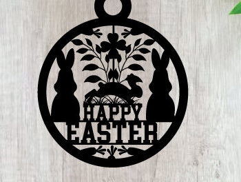 Intra απο ξύλο plywood  Χρώμα wenge 3mm-4mm πάχος - Easter Bunny Metal Sing Laser Sing Δίασταση 40x50 cm INTRAFABR-125221480 - Image 1