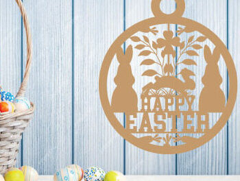 Intra απο ξύλο plywood  Χρώμα wenge 3mm-4mm πάχος - Easter Bunny Metal Sing Laser Sing Δίασταση 40x50 cm INTRAFABR-125221480 - Image 2