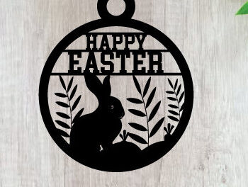 Intra απο ξύλο plywood  Χρώμα wenge 3mm-4mm πάχος - Easter Bunny Metal Sing Laser Sing Δίασταση 40x50 cm INTRAFABR-125221607 - Image 1