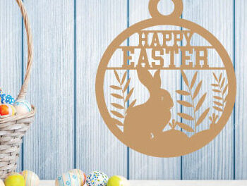 Intra απο ξύλο plywood  Χρώμα wenge 3mm-4mm πάχος - Easter Bunny Metal Sing Laser Sing Δίασταση 40x50 cm INTRAFABR-125221607 - Image 2