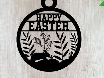 Intra απο ξύλο plywood  Χρώμα wenge 3mm-4mm πάχος - Easter Bunny Metal Sing Laser Sing Δίασταση 40x50 cm INTRAFABR-125221330 - Image 1