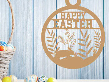Intra απο ξύλο plywood  Χρώμα wenge 3mm-4mm πάχος - Easter Bunny Metal Sing Laser Sing Δίασταση 40x50 cm INTRAFABR-125221330 - Image 2