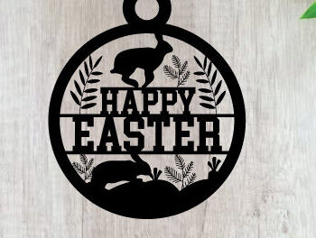 Intra απο ξύλο plywood  Χρώμα wenge 3mm-4mm πάχος - Easter Bunny Metal Sing Laser Sing Δίασταση 40x50 cm INTRAFABR-34256467 - Image 1