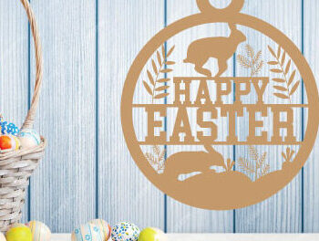 Intra απο ξύλο plywood  Χρώμα wenge 3mm-4mm πάχος - Easter Bunny Metal Sing Laser Sing Δίασταση 40x50 cm INTRAFABR-34256467 - Image 2