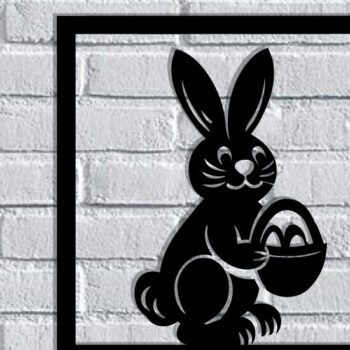 Intra απο ξύλο plywood Χρώμα wenge 3mm-4mm πάχος - Easter Bunny Τέχνη τοίχου με λέιζερ Δίασταση 40x50 cm INTRAFABR-115805999 - Image 3