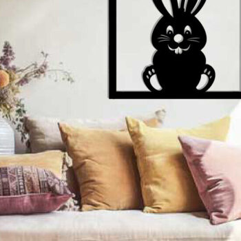 Intra απο ξύλο plywood  Χρώμα wenge 3mm-4mm πάχος - Easter Bunny Τέχνη τοίχου με λέιζερ Δίασταση 40x50 cm INTRAFABR-115974433 - Image 2